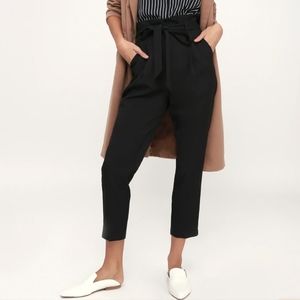 With Confidence Black Paper Bag Waist Pants